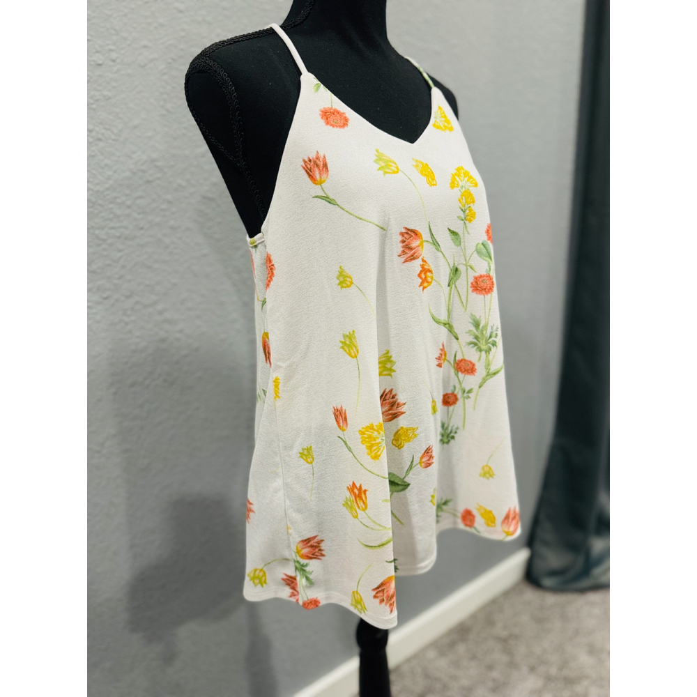 White Birch Floral Spaghetti Strap Tank Top | NWOT | Sz X-Large - Picture 4 of 9